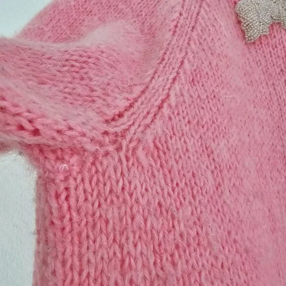 American VTG Womens Sz M Hand Knit Beaded Sweater Pullover Maple Leafs Holiday - Picture 10 of 12